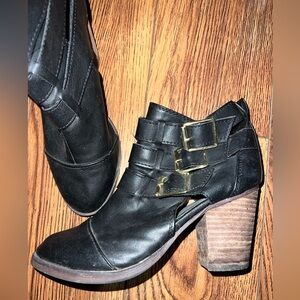 Gold buckle booties